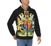 Veste À Capuche Homme Zip Complet Imprimé Badge Royaume-Uni De Grande-Bretagne Et D'Irlande du Nord Emblème Nationale Anti Poches Pratiques Facile À Enfiler Veste Sport Entraînement