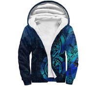 Veste à capuche imprimée en 3D de la mythologie nordique pour hommes, sweats à capuche doux à manches longues, vêtements d'extérieur doublés en sherpa chauds d'hiver Scandinavie(Compass,M)