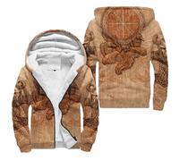 Veste à capuche imprimée en 3D Viking Compass, sweat à capuche d'extérieur chaud en forme de loup celtique pour l'hiver, vêtements d'extérieur de cosplay pour hommes et femmes(Compass,L)