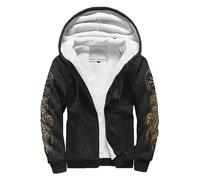 Veste à capuche imprimée en 3D Viking Compass, sweat à capuche pour homme Winter Warm World Tree, vêtements d'extérieur doublés en sherpa doux(Tree,XL)