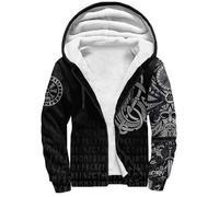 Veste à capuche imprimée en 3D Viking Compass, sweat à capuche pour homme Winter Warm World Tree, vêtements d'extérieur doublés en sherpa doux(Compass,3XL)