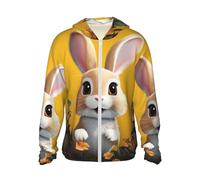 Veste à capuche légère à manches longues avec protection solaire Motif lapin, Noir, M