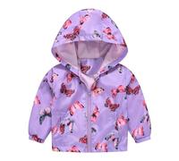 Veste à capuche légère et légère pour fille printemps et hiver - Vent - Pour femme - Ventre nu, lilas, 5-6 ans