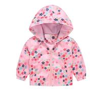 Veste à capuche légère et légère pour fille printemps et hiver - Vent - Pour femme - Ventre nu, Rouge pastèque, 5-6 ans