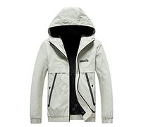 Veste à capuche légère pour homme - Veste d'hiver pour homme - Noir - 3XL - Imperméable - Coupe-vent - Pour le cyclisme - Parka d'hiver - Coupe droite - Veste de loisirs - Veste d'automne chaude