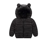 Veste à capuche manteau coupe-vent grils tout-petit extérieur chaud bébé manteau et veste garçon S, Noir , 6-12 mois