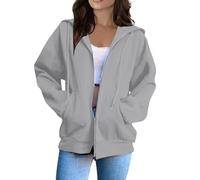 Veste à capuche pour femme avec fermeture éclair, sweat à capuche pour femme, veste de survêtement 2025 entièrement zippée, veste de mi-saison, couleur unie, sweat universitaire, veste de sport en