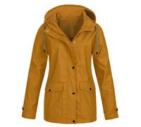 Veste à capuche pour femme - Imperméable - Respirante - Grandes tailles - Léger - Coupe-vent - Veste de transition pour le printemps, l'automne, la randonnée - Avec cordon de serrage et poches - 6