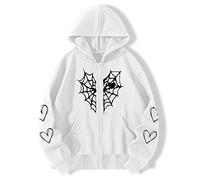 Veste à capuche pour homme et femme - Toile d'araignée foncée - Imprimé - Motif rue tendance - Grande taille - Manteau décontracté Y2K - Chaud - Sweat à capuche zippé - Pour couples - streetwear