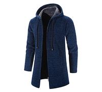 Veste à Capuche pour Hommes Coupe-Vent Veste à Capuche mi-Longue Casual Manteau Homme Hiver Chaud Long Veste en Laine Epais Parka Trench Coat