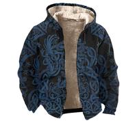 Veste à capuche Viking doublée pour homme avec motif nœud celtique - Veste d'hiver chaude avec polaire en peluche et impression 3D - Veste nordique pour les jours froids