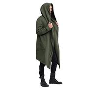 Veste à capuche vintage pour homme - Costume d'Halloween Assassin's Creed Renaissance médiévale - Veste légère avec fermeture éclair - Cosplay - Manteau à cordon de serrage - Cape rétro - Carnaval -