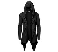 Veste à capuche vintage pour homme - Costume d'Halloween Assassin's Creed Renaissance médiévale - Veste légère avec fermeture éclair - Cosplay - Manteau à cordon de serrage - Cape rétro - Carnaval -