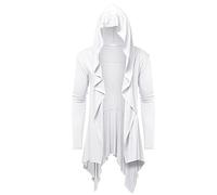 Veste à capuche vintage pour homme Costume d'Halloween Assassin's Creed Renaissance Moyen-Âge Veste légère avec fermeture éclair Cosplay Manteau Cordon de serrage Sweat à capuche Rétro Cape Carnaval