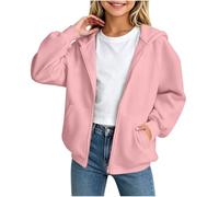 Veste à Capuche Zippée Complète Fille Manches Raguettes Ample avec Deux Poches Avant Profondes,2026 Coupe Oversize, Tissu Polaire Léger, Tenue Superposable sur Tee Shirt pour Toutes Les Sorties
