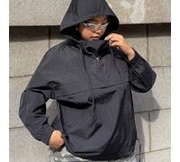 Veste à capuche zippée noire décontractée avec cordon de serrage pour femmes grandes tailles, automne 0XL,1XL,2XL,3XL,4XL,5XLUnicoloreTissu tissé