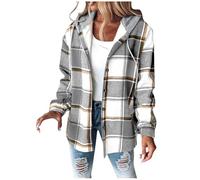 Veste À Carreaux Femme Chic Manteau Bûcheron Chemisier Manches Longues Chaud Surchemise Boutonnée Blouse Avec Capuche Carreaux Veste Hiver Surdimensionnée Vintage Casual Chemise