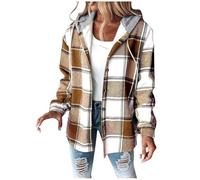 Veste À Carreaux Femme Chic Manteau Bûcheron Chemisier Manches Longues Chaud Surchemise Boutonnée Blouse Avec Capuche Carreaux Veste Hiver Surdimensionnée Vintage Casual Chemise