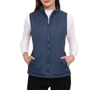 Veste à col montant léger Allegra K matelassé avec fermeture éclair pour femme - Bleu - 36