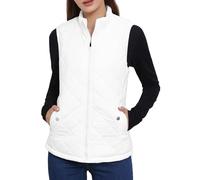 Veste à col montant léger Allegra K matelassé avec fermeture éclair pour femme - Ecru - 40