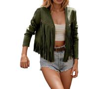 Veste À Franges Femme Automne Hiver Esprit Créatif Quotidien Classique Randonnée Devant Ouvert Coupe Courte Détails À Franges Style Western Association Facile
