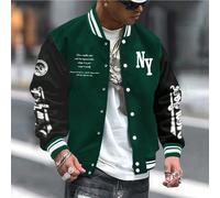 Veste à manches longues pour hommes avec imprimé lettres bicolore, veste de baseball, veste de survêtement, veste de rue, veste NY, veste de sport verte, veste de survêtement bomber, vestes pour homme