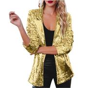 Veste à Paillettes Pour Femme Col à Revers Ouvert Sur Le Devant Blazer DéContracté à Manches Longues Sequins Veste De Costume Cardigan Brillant Blouson FêTe Clubwear Pour Disco SoiréE Danse Bal Club