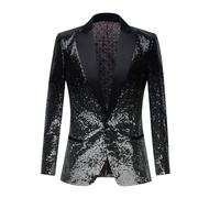 Veste à paillettes pour homme - Brillant - Moderne - Coupe ajustée - Décontracté - Un bouton - Pour le printemps et l'automne - Veste de costume pour les loisirs - Pour mariage et affaires, Noir , M