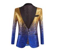 Veste à paillettes pour homme - Brillant - Moderne - Coupe ajustée - Décontracté - Un bouton - Pour le printemps et l'automne - Veste de costume pour les loisirs - Pour mariage et affaires, jaune, M