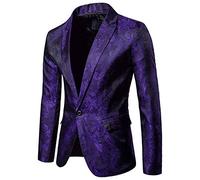 Veste à paillettes pour homme - Veste de costume à paillettes - Coupe ajustée - Blazer - Cadeau pour homme, lilas, M