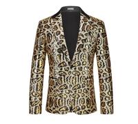 Veste à Sequins imprimée Animal élégante pour événements Formels et soirées - Tenue de témoin Moderne et Tendance, signée par Un créateur. (Yellow, XXXXXXL)