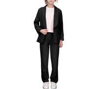 Veste à Unie pour Fille - Ouverte sur Le Devant - Manches Longues - Ensemble élégant pour l'âge 5 à 14 Ans - idéal pour Jour école et activités décontractées (Black, 9-10 Years)