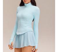 Veste active FeatherFit™ à manches longues ajustée avec fermeture éclair, poches et trous pour les pouces. Convient pour le yoga, le Pilates, le studio et l'usage quotidien L,M,S,XL,XS,XXL,XXS,XXXL,XX