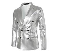 Veste Ajustée pour Homme À Paillettes Un Bouton Carnaval Costume Col Châle Slim Fit Blazer De Loisirs Élégant Scintillante Veste De Smoking Fête Costumée Festives Soirée Costume Manteau