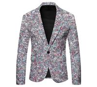 Veste Ajustée pour Homme Imprimé Bouton Carnaval Costume Col Châle Slim Fit Blazer De Loisirs Scintillante Élégant Veste De Smoking Mariage Disco Party Club Costume Manteau