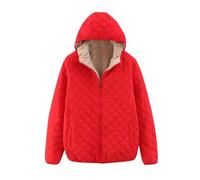 Veste anorak en polaire à carreaux pour femme - Couleur unie - Manches longues, Rouge, XL