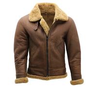 Veste Aviateur Cuir Bomber B3 Mouton Véritable Fourrure Peau L