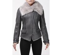 Veste Aviateur Femme En Peau De Mouton Shearling Réelle Toscana Grise