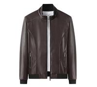 Veste Aviateur Homme en Cuir Blouson Mi Saison - Veste Manches Longues Vintage Thermique Coupe AjustéE Fermeture ÉClair Doublure Confortable LéGer ÉLéGant Couleur Unie ExtéRieur