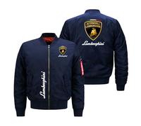 Veste Aviateur Homme Lam -bo.RGhi. ni, Veste Homme Doublé Montant, Chaud avec Capuche Veste de Ski, Saison(Navy Blue,4XL)