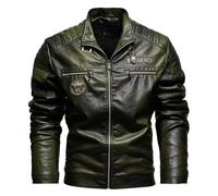 Veste Aviateur Homme Polaire Blouson Cuir Hiver - Jacket Homme Doublure en Peluche Col Montant Zippé Fermeture ÉClair Coupe-Vent Confortable Classique DéContracté ExtéRieur Quotidien
