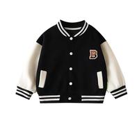 Veste Baseball Enfants, Bomber léger Unisexe, Manches Longues, Coupe-Vent, Patchwork Style Universitaire, Printemps-Automne, école, Aire de Jeux et Loisirs extérieur, Confortable, Robuste et Facile