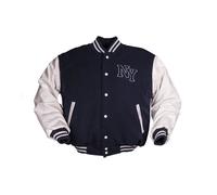 Veste Baseball NY Av.patch Navy Manches Blanche XXL - NY - Veste Baseball - Bleu - Mixte - Adulte XXL