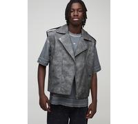 Veste biker sans manches en synthétique homme - gris - M, gris