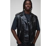 Veste biker sans manches en synthétique homme - noir - M, noir
