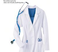 Veste blanche à manches longues avec col et poches multiples pour femmes, tenue de travail professionnelle et mode pour les trajets, automne L,M,S,XL,XS,XXLTissu tissé