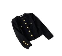 Veste Blanche pour Femme en Tweed Bleu Printemps Veste Tweed Veste Noir Manteau Court métal Simple Boutonnage Court Top