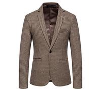 Veste Blazer à Carreaux en Tweed pour Homme, Costume à Carreaux Classique à Revers cranté pour Homme
