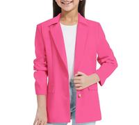 Veste blazer à manches longues pour filles, col cranté/collier à revers avec poche intérieure, ouvert sur le devant, costume décontracté pour enfants Chemises Manches Courtes Pour Filles Décontractées