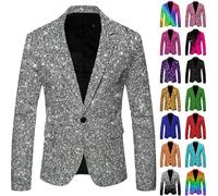 Veste Blazer à Sequins Costume une Pièce Décontracté pour Hommes Hauts et Vestes pour Hommes
